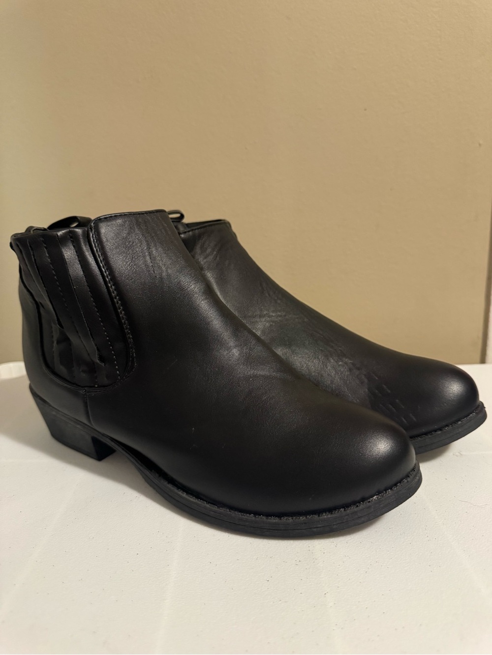 Streetwear Society Black Faux-Leather Ankle Boots